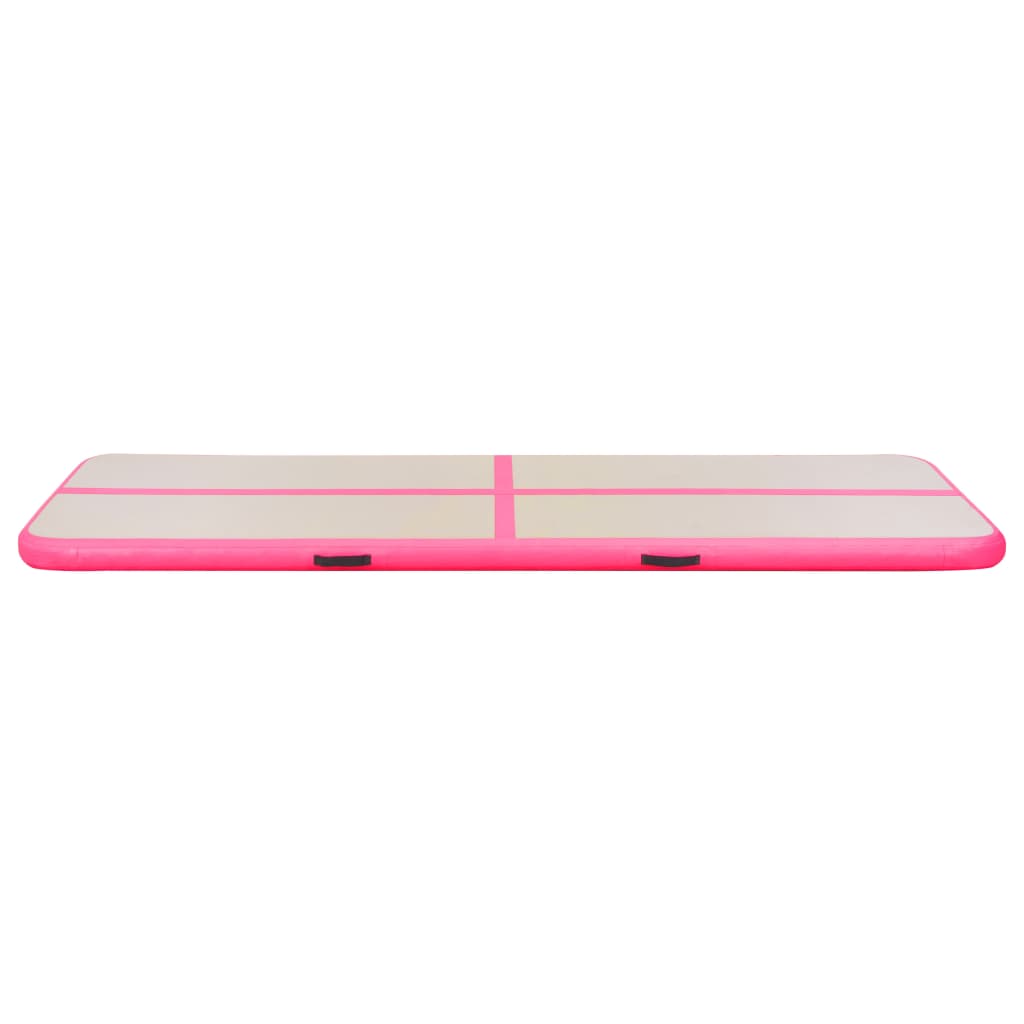 Gymnastiekmat met pomp opblaasbaar 300x100x10 cm PVC roze