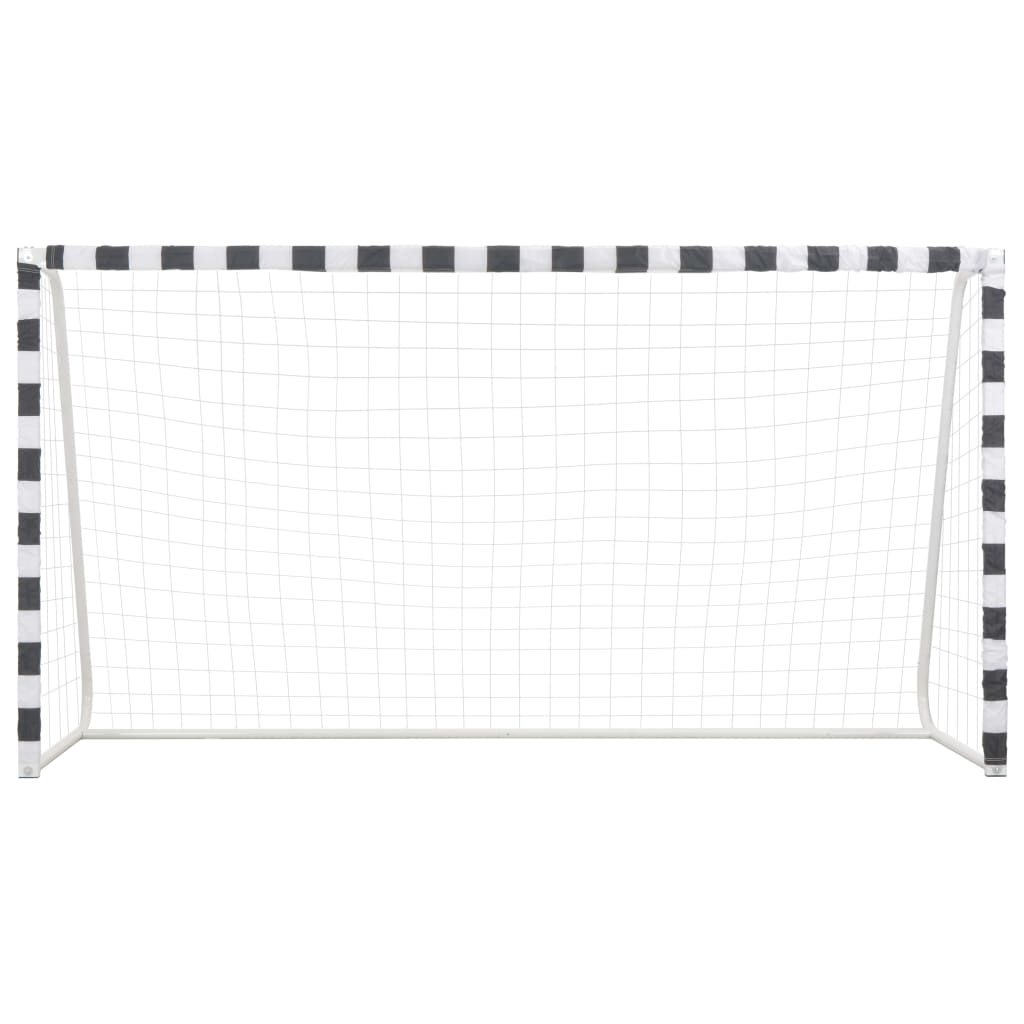 Voetbaldoel 300x160x90 cm metaal zwart en wit