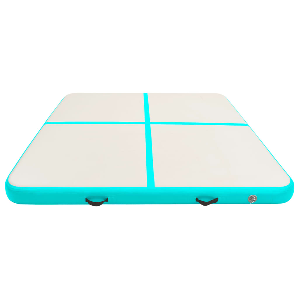 Gymnastiekmat met pomp opblaasbaar 200x200x20 cm PVC groen